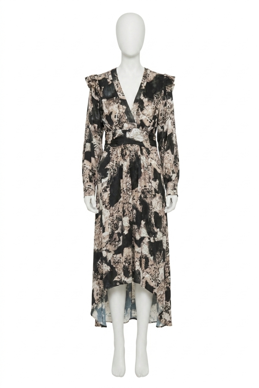 NEW IRO nuna maxi dress in black/beige